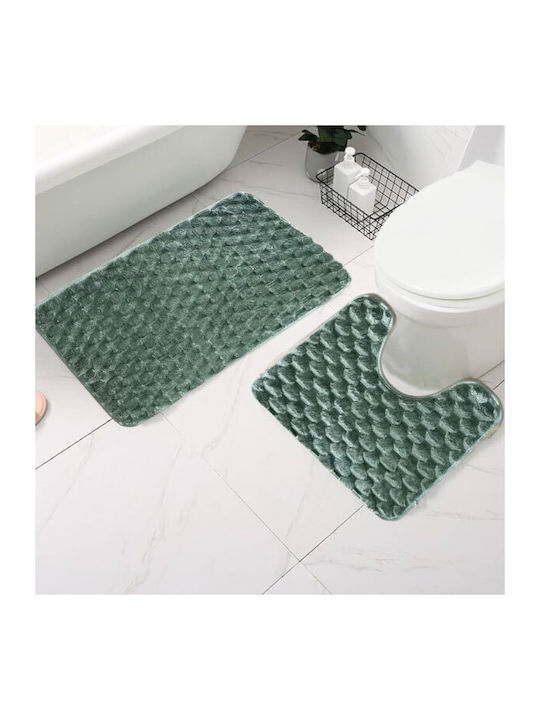 SpitiBazaar Αντιολισθητικό Σετ Πατάκια Μπάνιου SD-3967 Τιρκουάζ 2τμχ