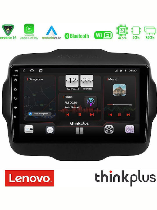 Lenovo Car Audio System for Jeep Renegade 2015-2019 (Bluetooth/USB/WiFi/GPS/Apple-Carplay/Android-Auto) with Touch Screen 9"