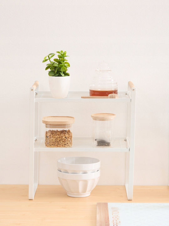 5Five Floor Bathroom Shelf Metallic with 2 Shelves 33x21x37.5cm White