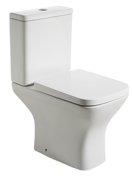 Tema Stehende Toilette Randlos mit Spülung mit Deckel Sanftes Schließen Weiße 5207047202809 Tema Stehende Toilette Randlos mit Spülung mit Deckel Sanftes Schließen Weiße 5207047202809