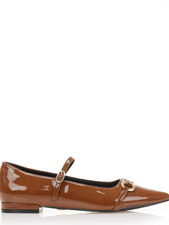 Tsoukalas Patent Leather Pointy Ballerinas With...