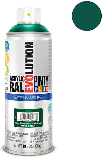 Pinty Plus Spray Paint Evolution Water-based Acrylic with Shiny Effect Green RAL 6005 400ml