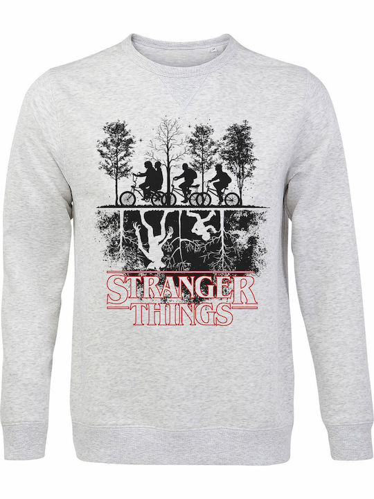 Unisex Bio-Baumwolle Sweatshirt Mit Stranger Things Inspiriertem Grafikdruck Ash