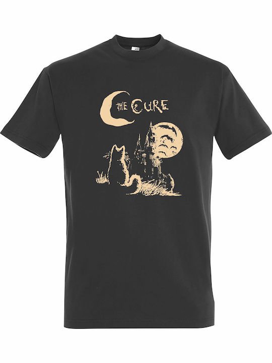 T-shirt Unisex " Cure Band Cat Moon " Dark Grey