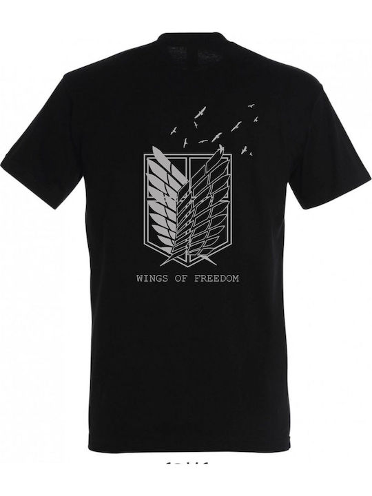 T-shirt Unisex " Attack On Titan Wings Freedom " Back Print Black