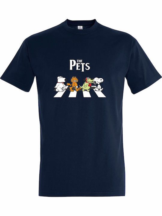 T-shirt Unisex " Pets Abbey Road " French Navy