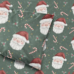 Pair Pillow Cases Christmas Santa Claus Green