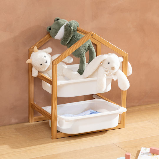 Toy Storage System made of Wood White 43x30x54.5cm 1pcs