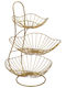 Keskor Φρουτιέρα Μεταλλική 3 Επιπέδων Χρυσή 29x29x45εκ.