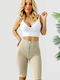 Training Damen Leggings Shorts Beige