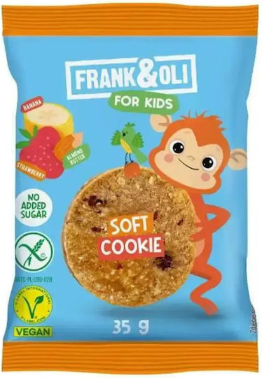 Frank & Oli Kids Soft Cookie Almond Paste Strawberry & Banana Μαλακό Μπισκότο Αμυγδαλοβούτυρο Φράουλα & Μπανάνα 35g