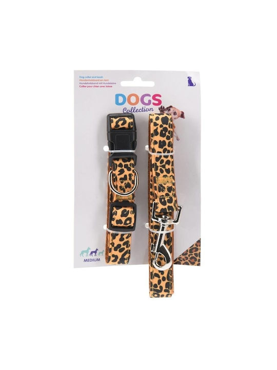 Hundehalsband & Leine Set für Hunde Leo Muster Groß