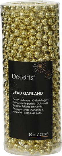 Decoris Χριστουγεννιάτικη Γιρλάντα Φωτιζόμενη με Χάντρες Χρυσή 10cm