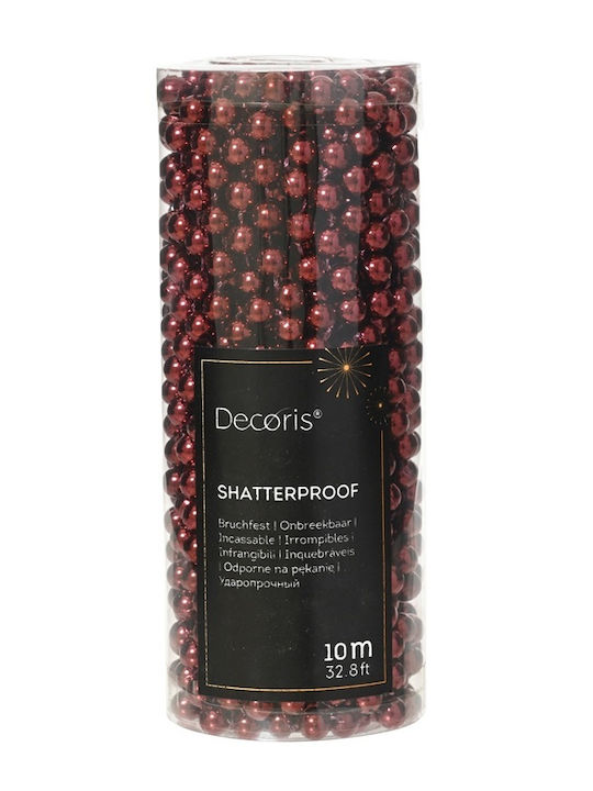 Decoris Χριστουγεννιάτικη Γιρλάντα Φωτιζόμενη με Χάντρες Κόκκινη 10cm