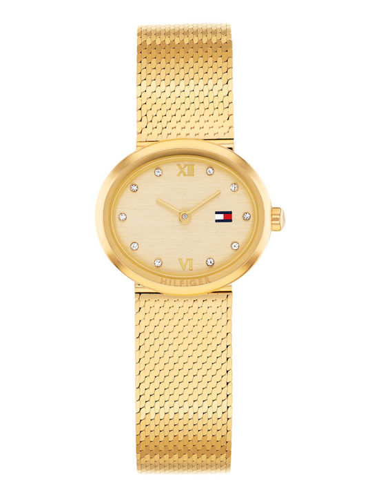 Tommy Hilfiger Moira Γυναικείο Ρολόι 25mm Μπαταρίας με Χρυσό Μεταλλικό Μπρασελέ