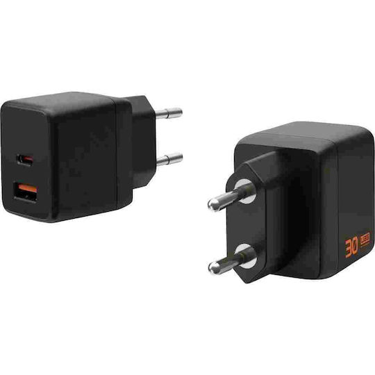 UAG Charger Without Cable GaN with USB-A Port and USB-C Port 30W Power Delivery Black/Orange (SRGE)