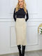 Maxi Rock Umschlag Cream-black