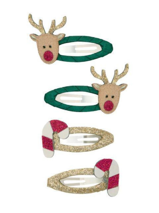 Mimi & Lula Σετ 4 Τμχ Κλιπ Μαλλιών Rudolph & Candy Cane