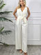 Women's Sleeveless One-piece Suit White