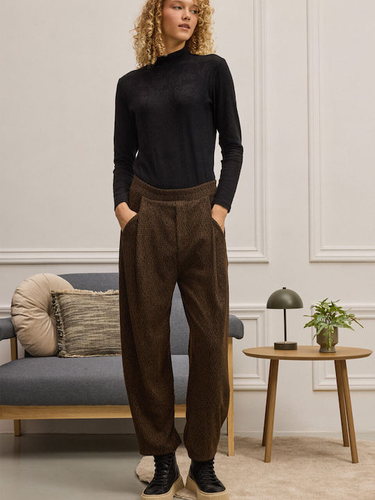 Damen Marron Set mit Hose mit Gummizug in Lockerer Passform