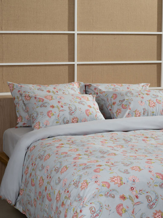 Sunshine Feelings Σετ Σεντόνια Διπλά με Λάστιχο 150x205+30εκ. Grey (4τμχ)