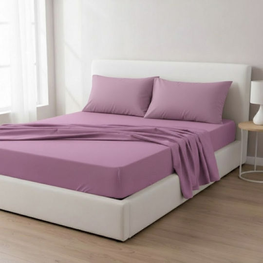 Olia Home Σετ Σεντόνια Μονά 160x260εκ. Λιλά (3τμχ)