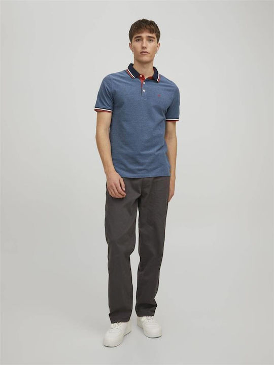 Jack & Jones Polo Bluză cu mânecă scurtă Albastră