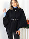 Вълнена Дамска Black Пелерина Oversized