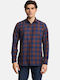 Long-sleeved Cotton Shirt Checked Blue/Brown