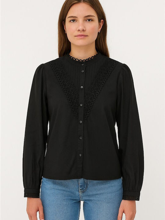 Jdy Langärmelig Damen Denim Hemd Schwarz