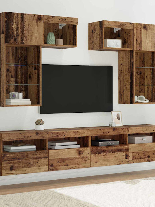 Wohnzimmer TV-Einheit Black Beech mit Beleuchtung L100xB30xH40cm