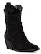 Suede Women's Cowboy Boots Black