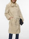 Women's Beige Coat with Fur Details