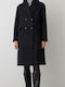 Women's Black Coat with Buttons