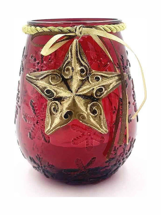 Star Christmas Ceramic Red Candlestick