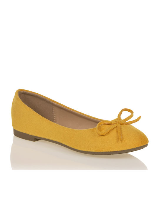 Tsoukalas Suede Ballerinas Yellow