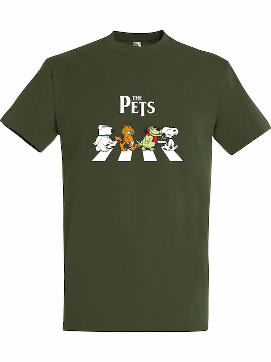 T-shirt Unisex " Pets Abbey Road " Army