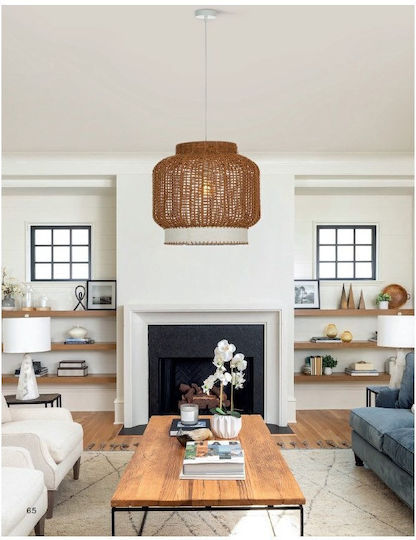 Sun Light Pendant Light Brown with Rope