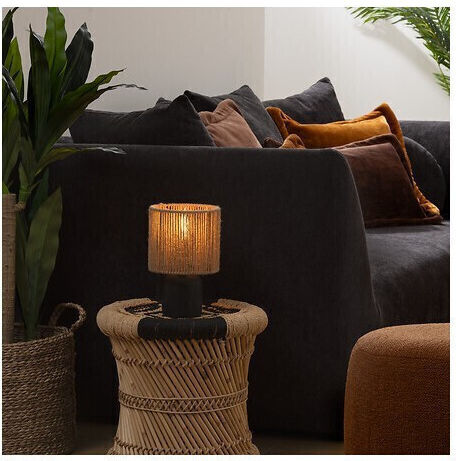 Keramik Tischlampe LED mit Schwarz Schirm und Basis