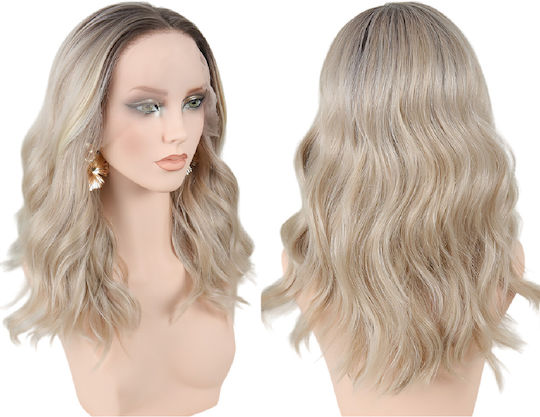 Women's Wig Full Lace 13x4 Invisible Fit Blonde Brown Roots High Quality Synthetic 20 Inches