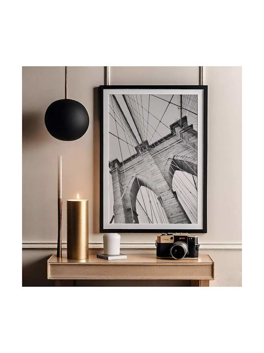 Poster Brooklyn Bridge Pst25173 30cm X 40cm Frame Dark Natural Wood Brown