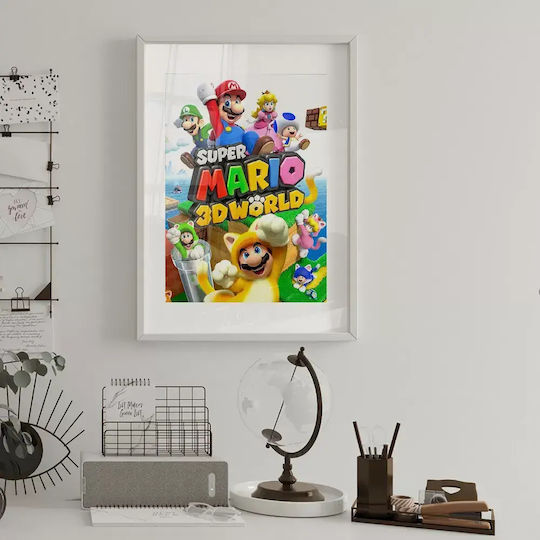 Плакат за игри Super Mario 3d World Gm182 30см X 40см Рамка Тъмно Естествено Дърво Кафяво