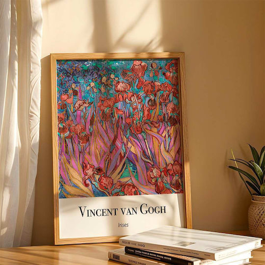 Poster Vincent Van Gogh Irises Art158 30cm X 40cm Frame Dark Natural Wood Brown
