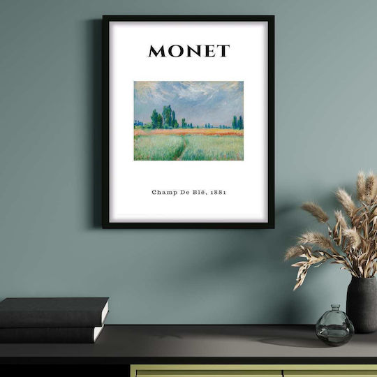 Poster Monet Champ De Ble Art010 30cm X 40cm Frame Dark Natural Wood Brown