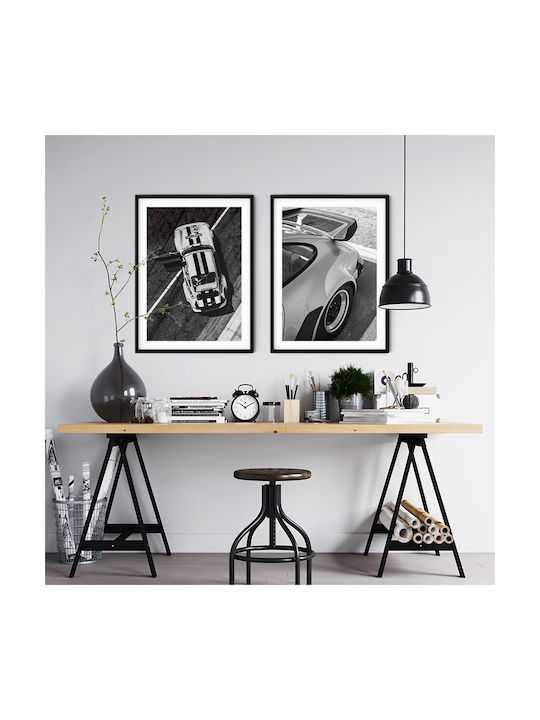 Poster Classic Porsche Cr051 30cm X 40cm Κορνίζα Σκούρο Φυσικό Ξύλου Καφέ