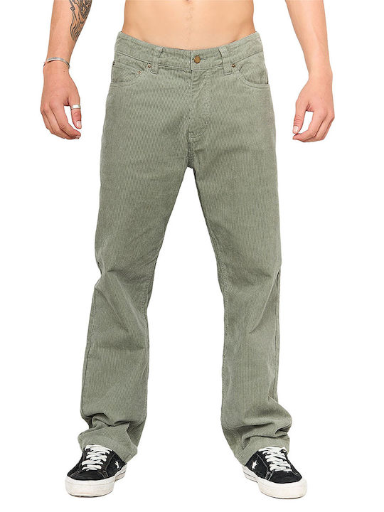 Trousers in Straight Line Green
