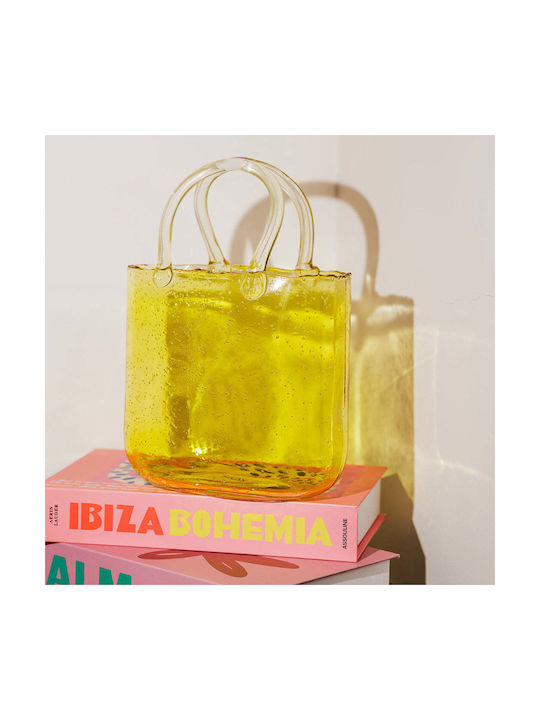 Koart Sophia Gelbes Glasvase in Taschenform 19,5x9x27 cm
