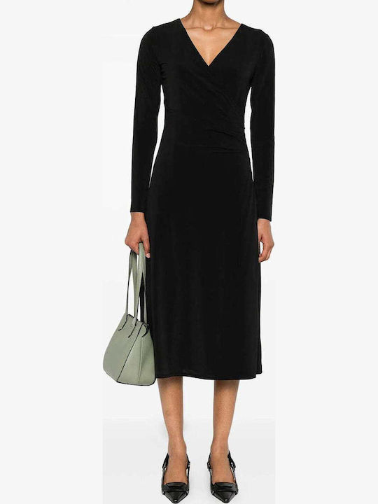 Karl Lagerfeld Midi Dress Long Sleeve Wrap Black A3W13042-999 | Skroutz.mt
