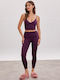 Γυναικείο Cropped Κολάν Ψηλόμεσο Deep Plum