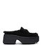 Leather Mules with Low Heel in Black Color
